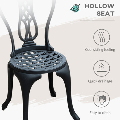 3 Piece Small Patio Furnture Cast Aluminium Bistro Set Garden Outdoor Table and Chairs Shabby Style
