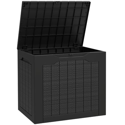 97L Plastic Garden Storage Box, Outdoor Storage Box with Handles, Waterproof Outdoor Storage Container