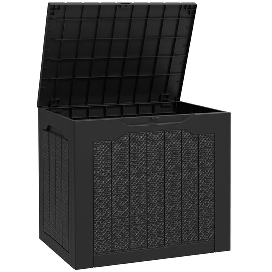 97L Plastic Garden Storage Box, Outdoor Storage Box with Handles, Waterproof Outdoor Storage Container