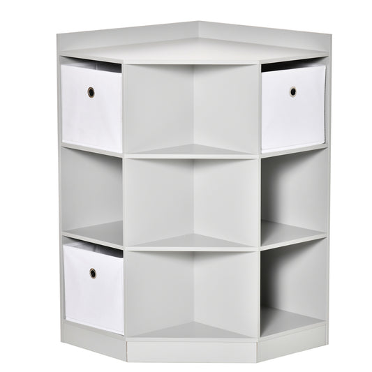 Kids Bookcase, 3 Tier Toy Organiser Storage Unit BookShelf with 3 Non-woven Fabric Drawers, Anti-tip Device, for Bedroom, Children's Room, Playroom, Grey