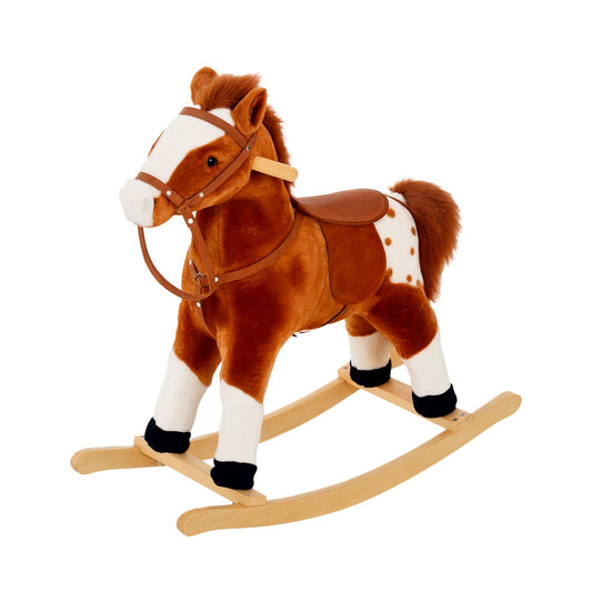Baby Rocking Horse Plush Ride on Animals Rocker with Sound Handle Grip for kids 3-6 years