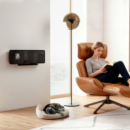 2000W Ceramic Electric Heater with Fan, Adjustable Thermostat, Wall Mounted
