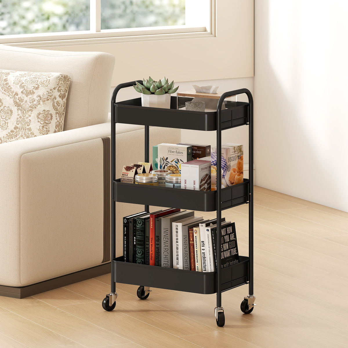 Three-Tier Steel Storage Trolley