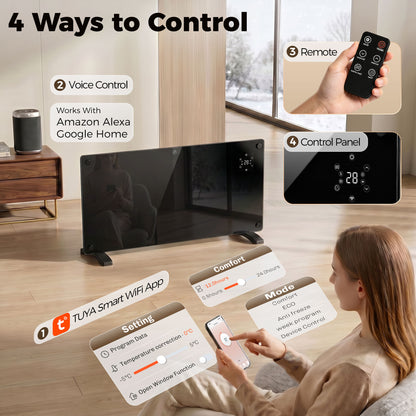 1500W 5-35℃ Smart Control Heater - Black