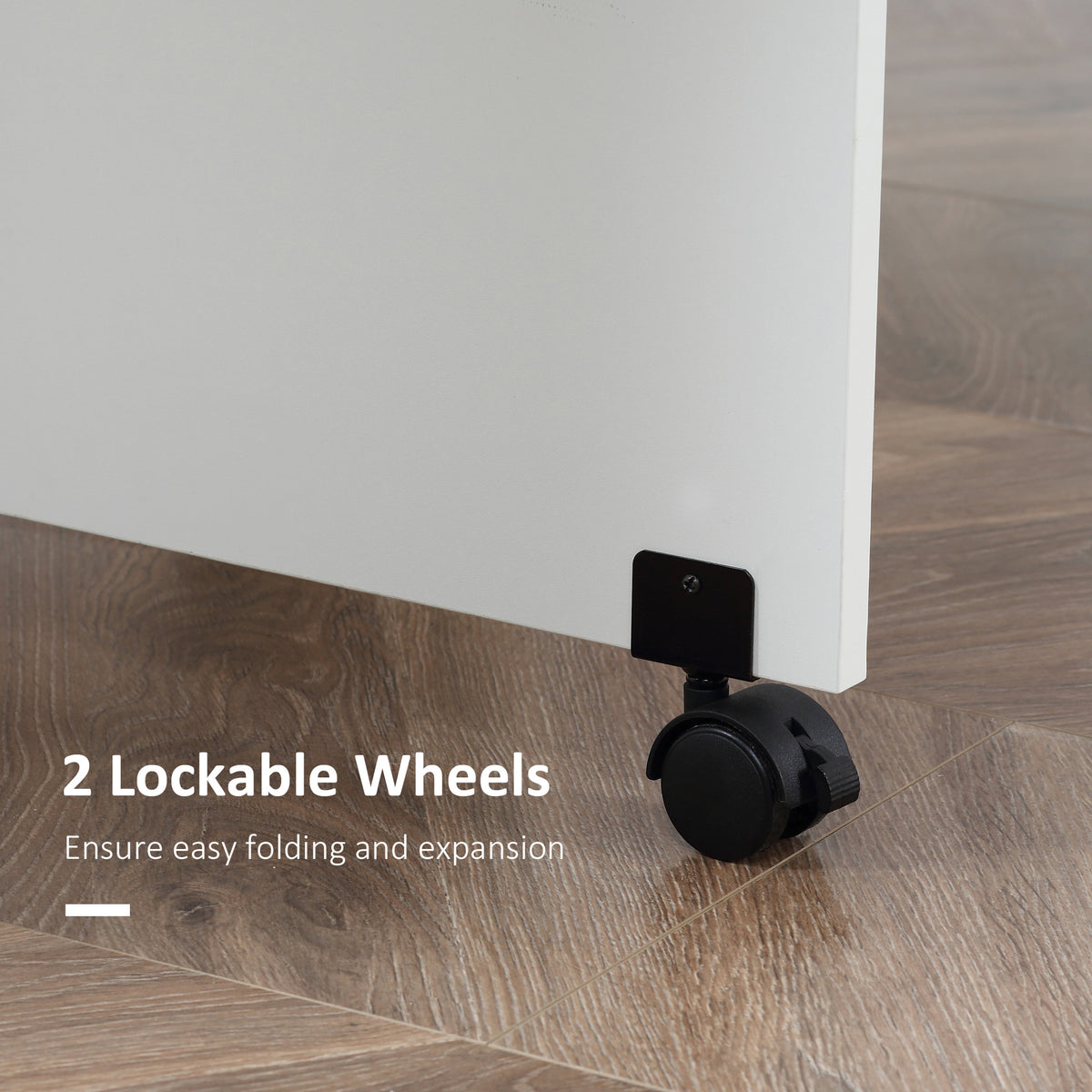 Folding Dining Table, Drop Leaf Table with 2-Tier Shelves, Rolling Casters, for Small Spaces, Kitchen, White