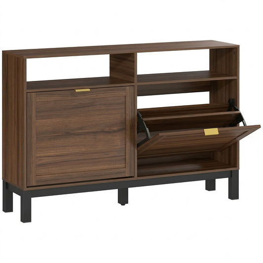 Shoe Cabinet with 2 Flip Drawers, Narrow Shoe Storage Top for Entryway Hallway
