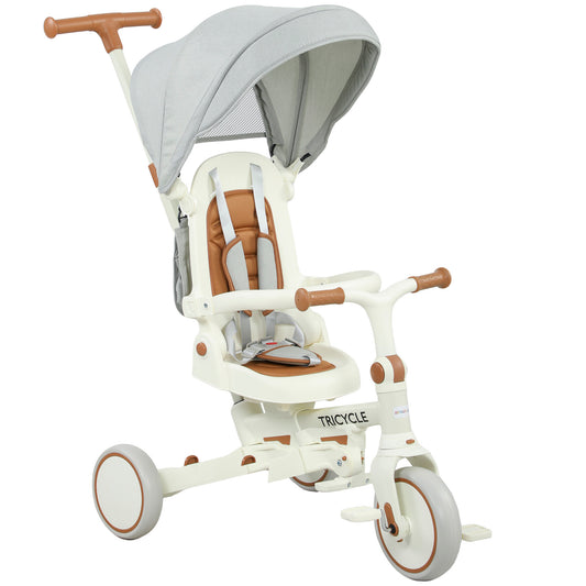 5 in 1 Kids Trike with Adjustable Backrest, Toddler Tricycle with Push Handlebar, Adjustable Backrest