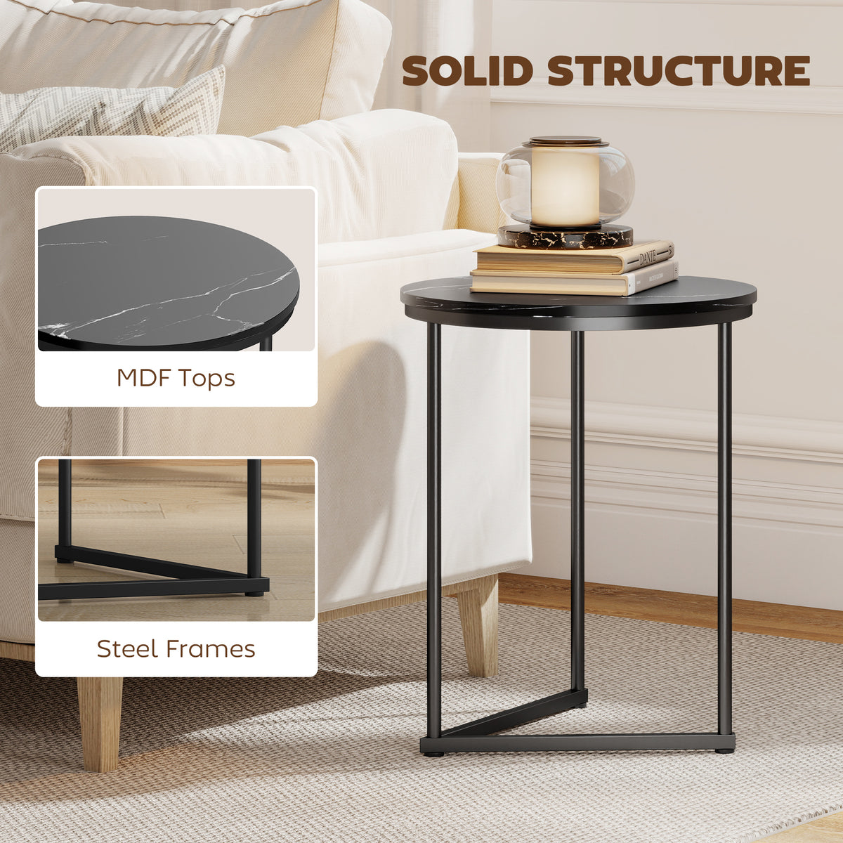 Set of Two Marble-Effect Nest of Tables