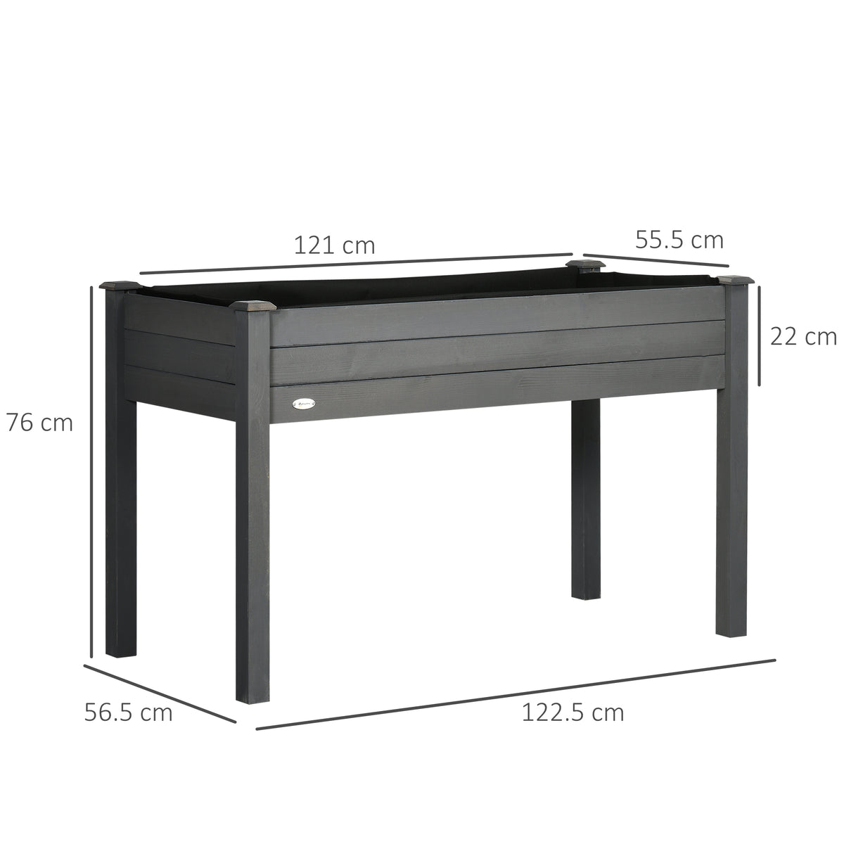 Raised Bed for Garden, Wooden Elevated Planter Box with Bed Liner, for Flower Vegetable Herb, Dark Grey