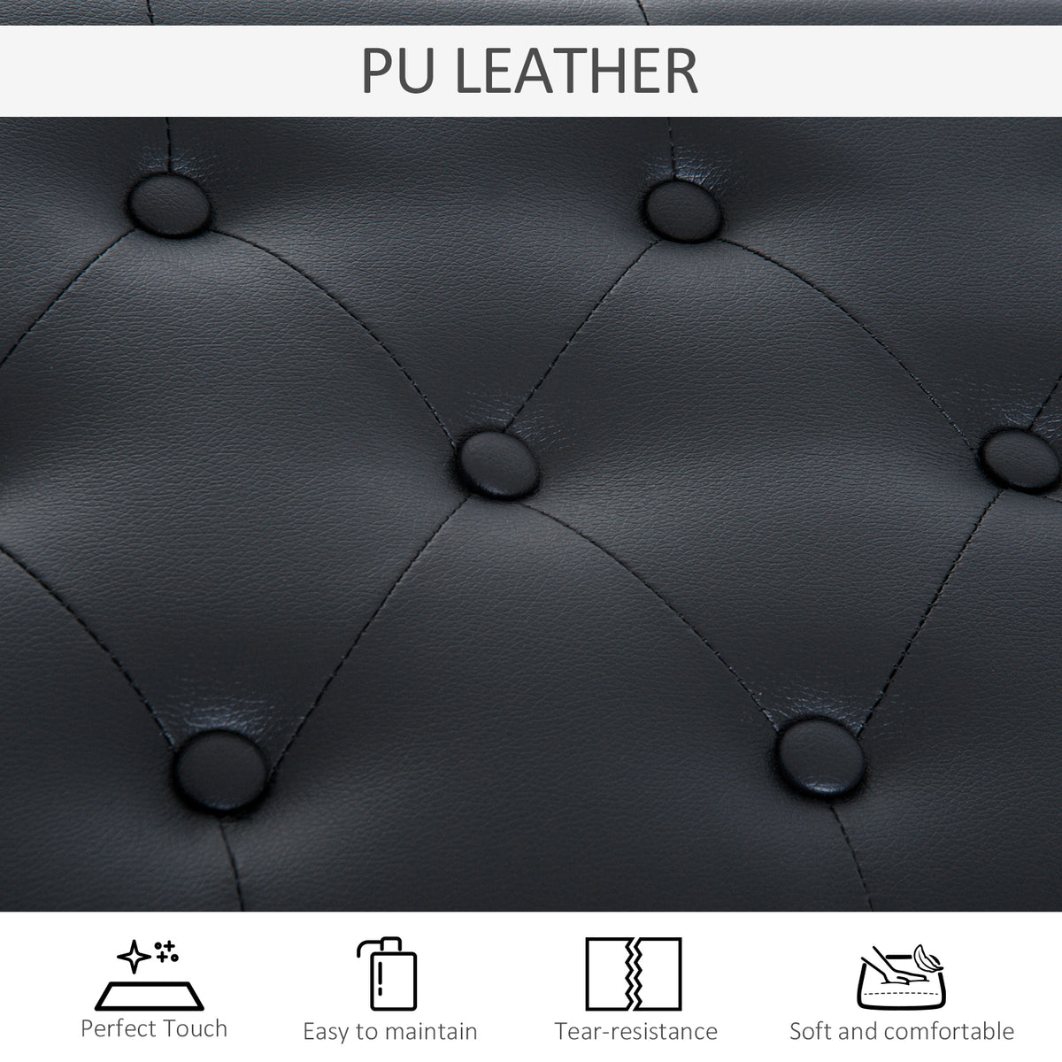 PU Leather Upholstered Piano Stool Makeup Stool Bench Dressing Table Seat with Storage 76x36x50cm