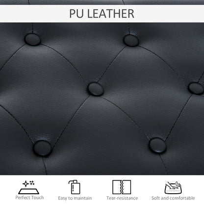 PU Leather Upholstered Piano Stool Makeup Stool Bench Dressing Table Seat with Storage 76x36x50cm