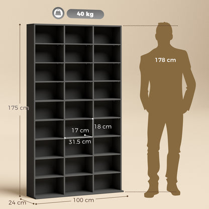 835 CD/500 DVD Storage Unit, Blu-ray Media Storage Shelf with 27 Compartments and 21 Adjustable Shelves