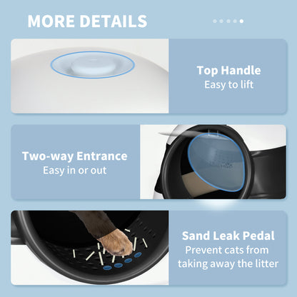Foldable Cat Litter Tray with Lid, Deodorant, Scoop, Black