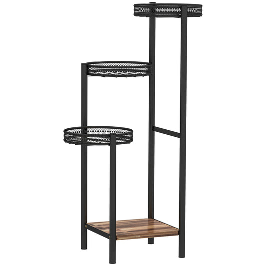 Four-Tier Steel Plant Stand - Black