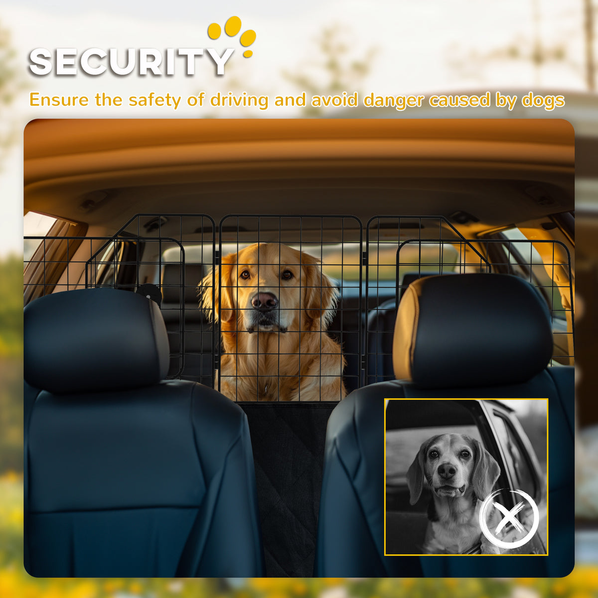 Dog Guard for Cars, Vans, Vehicles, with 93-150cm Adjustable Width