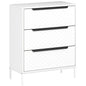 Chest of Drawers, Dresser with 3 Fabric Drawers and Aluminium Handles - White