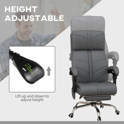 High Back Vibration Massage Office Chair, Heated Reclining PU Leather Computer Chair with Footrest