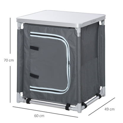 2-Shelf Camping Cupboard Camping Kitchen Station Cook Table Aluminum, Storage Organiser for BBQ Party Picnics Backyards with Carrying Bag