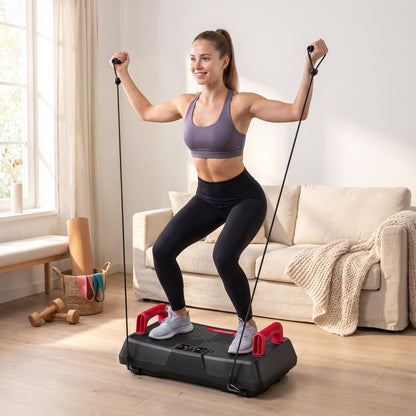 Vibration Plate Exercise Machine with 99 Speed Levels, 3 Programs, Quiet Vibrating Plate with Resistance Bands