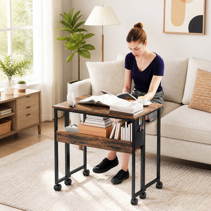 80 cm Drop Leaf Writing Work Desk - Rustic Brown