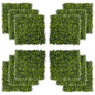 12PCS Artificial Boxwood Wall Panels 50cm x 50cm Grass Privacy Fence Screen Faux Hedge Greenery Backdrop Encrypted Milan Grass with White Flowers for Home Garden Backyard Balcony