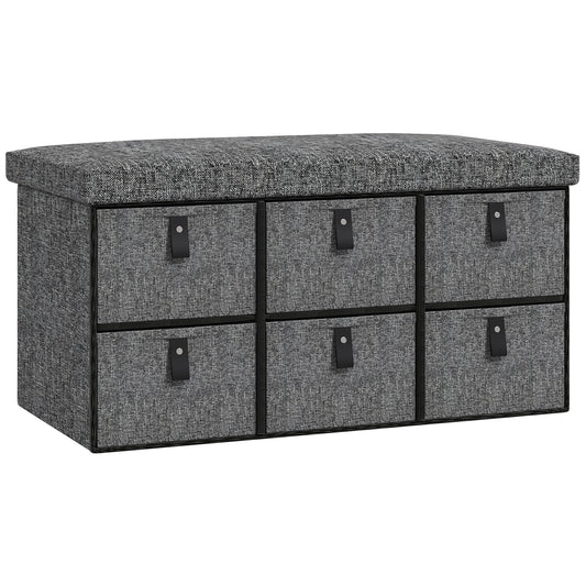 Six-Drawer Shoe Storage Bench, with Padded Top Seat
