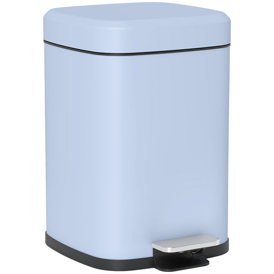 12L Modern Boxy Metal Home Kitchen Bin - Light Blue