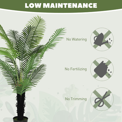 175cm Artificial Areca Palm Tree with 16 PE Leaves, Decorative Artificial Plant with Plastic Pot and Flocked Soil, Fake Plant for Home Office Decor, Green