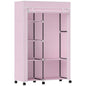 Fabric Wardrobe w/ Shelves Hanging Rail Foldable Wardrobe Pink
