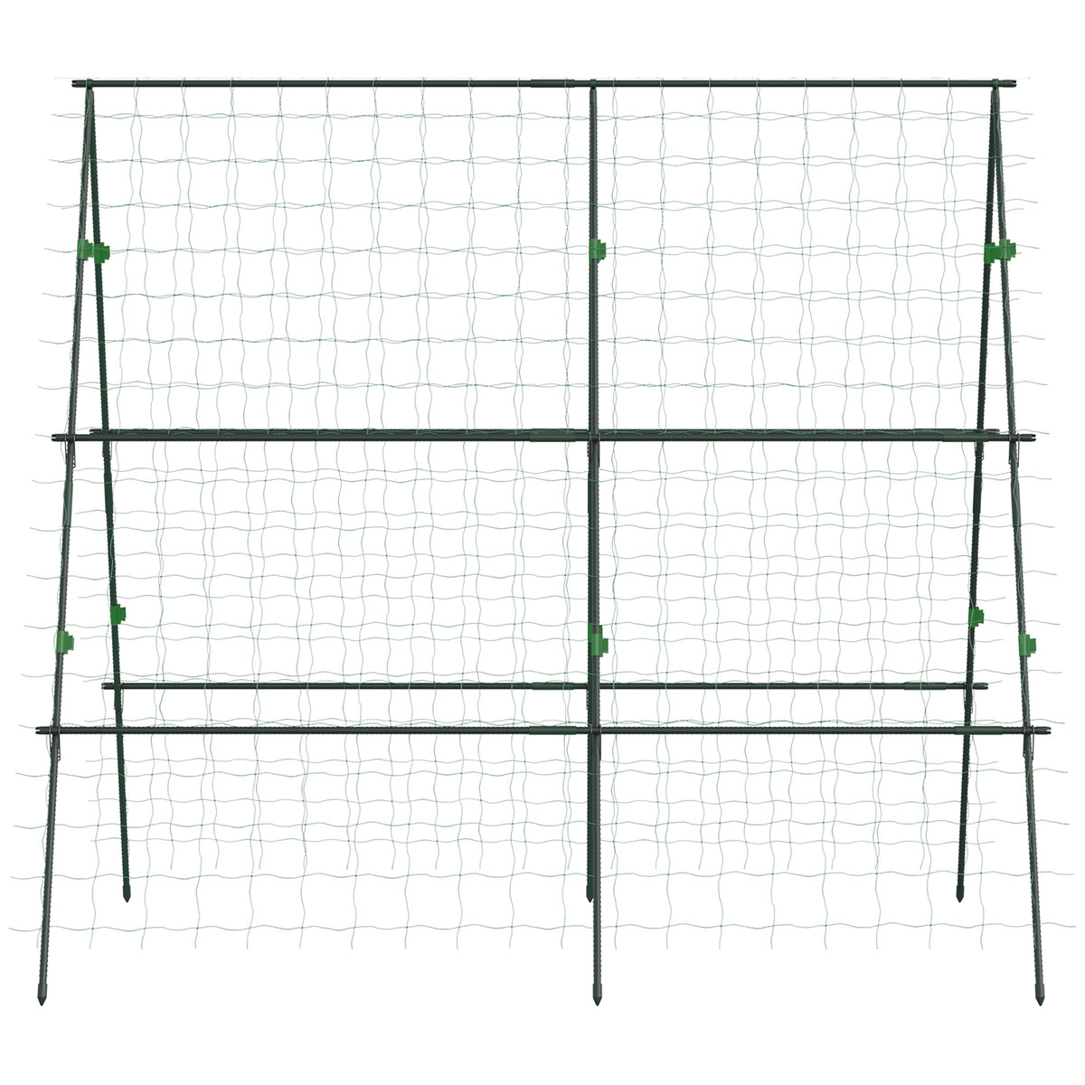 Garden Cucumber Trellis for Climbing Plants, A-Frame Trellis Plant Support with Climbing Net, DIY Adjustable Cucumber Support Frame for Raised Bed, Vegetables, Flowers, Fruit, Green