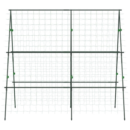 Garden Cucumber Trellis for Climbing Plants, A-Frame Trellis Plant Support with Climbing Net, DIY Adjustable Cucumber Support Frame for Raised Bed, Vegetables, Flowers, Fruit, Green