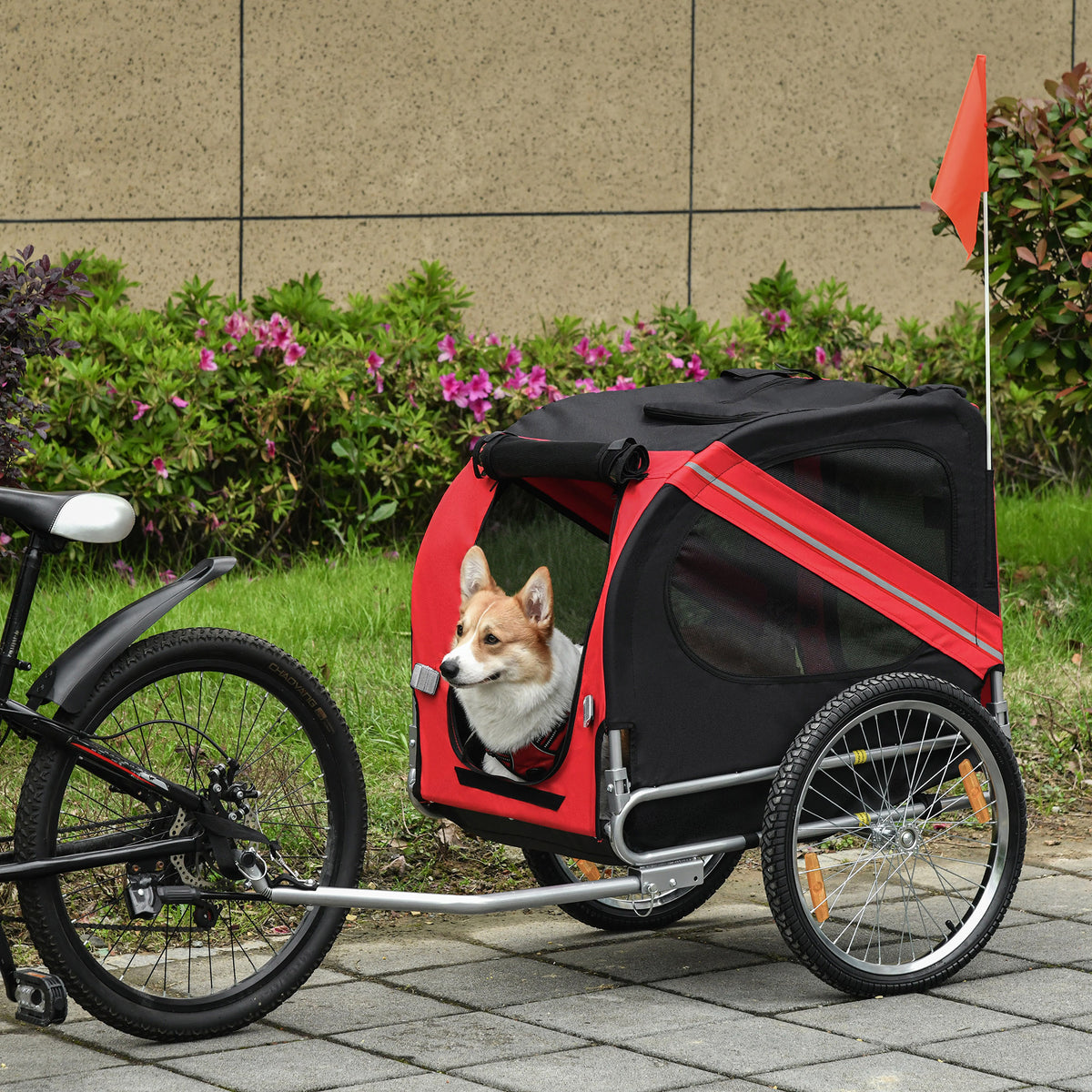 Bicycle Pet Trailer in Steel Frame-Red/Black