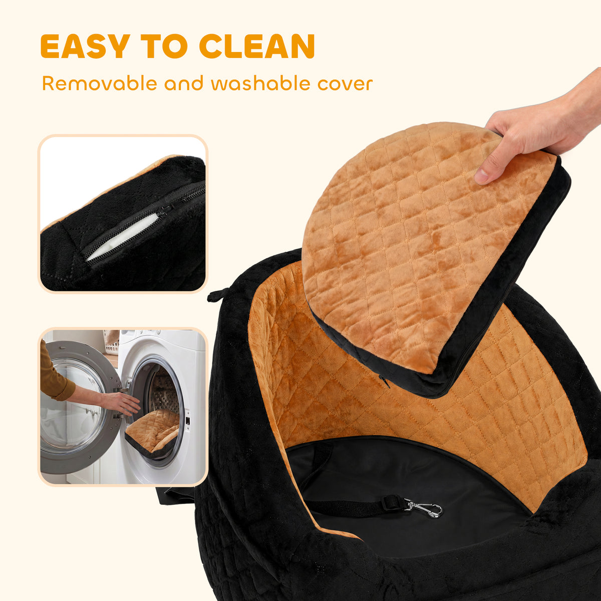 Dog Car Seat, Detachable Washable Dog Booster Seat with Thick Cushion, Seat Belt, Pockets for Small Under 10kg