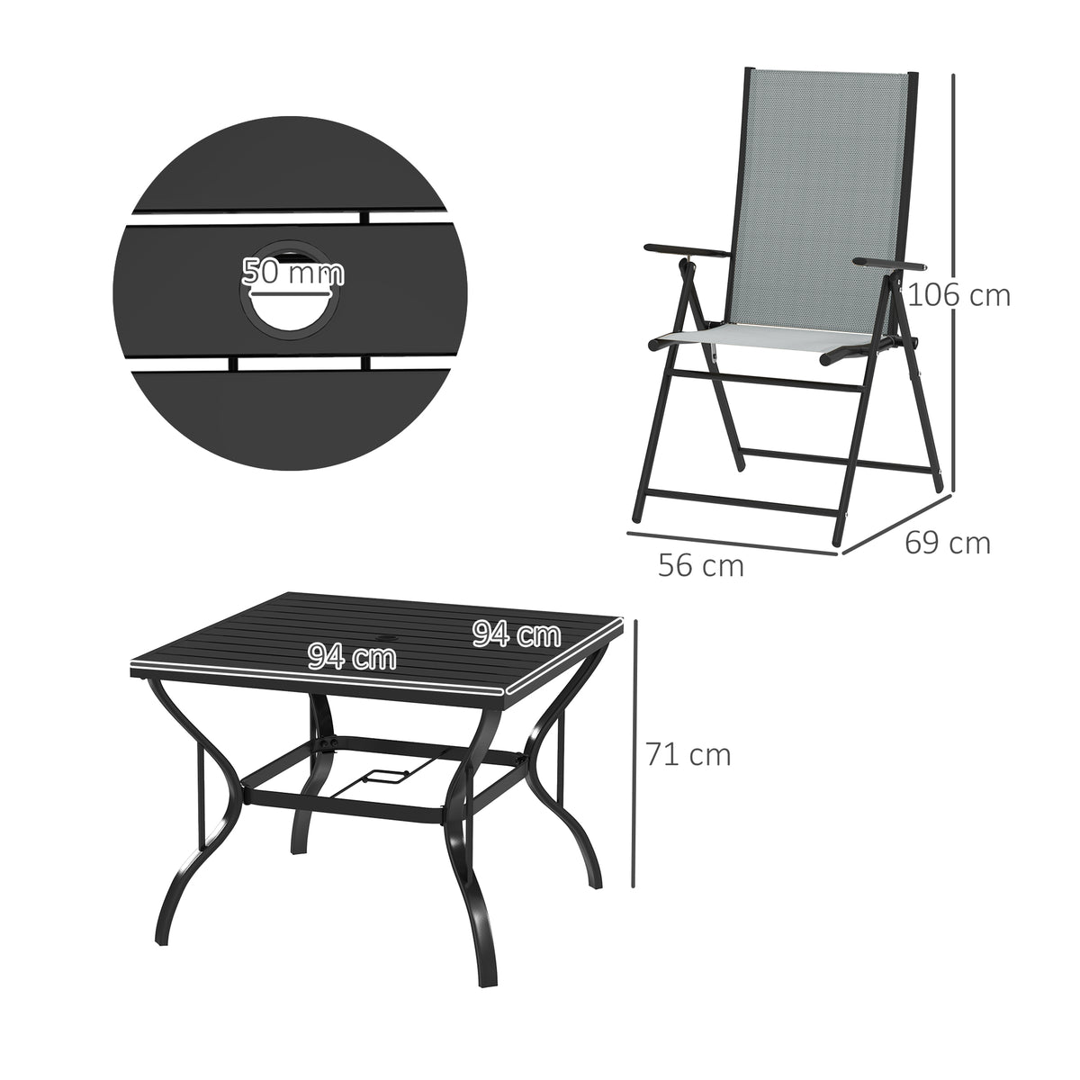 Five-Piece Steel Frame Patio Set
