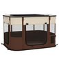 Foldable Dog Pen with Storage Bag for Indoor/Outdoor Use, Portable Pet playpen, with Ground Stakes - Brown