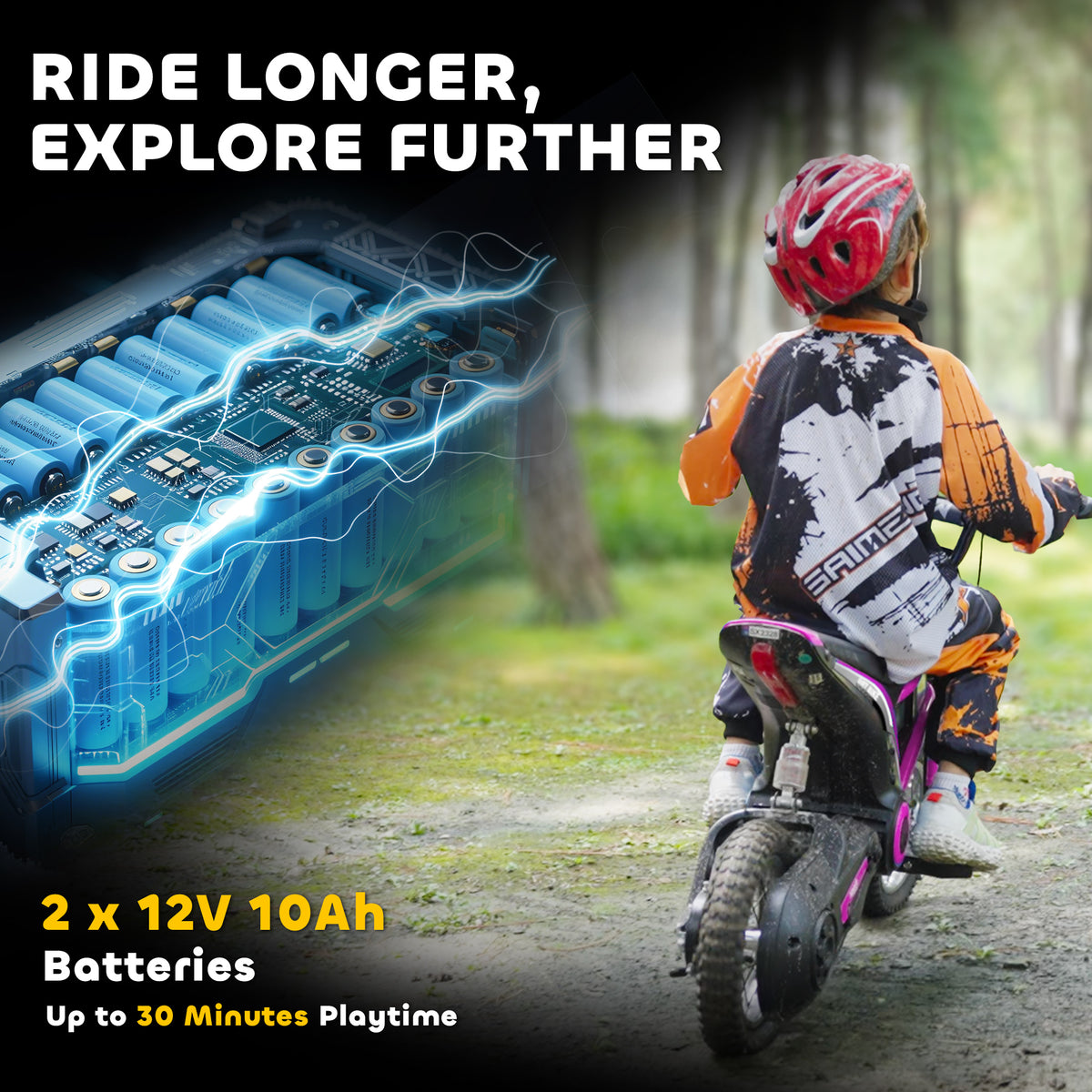 24V Electric Motorbike with Twist Grip Throttle, Music, Horn, 12" Pneumatic Tyres, 16km/h Max Speed - Pink