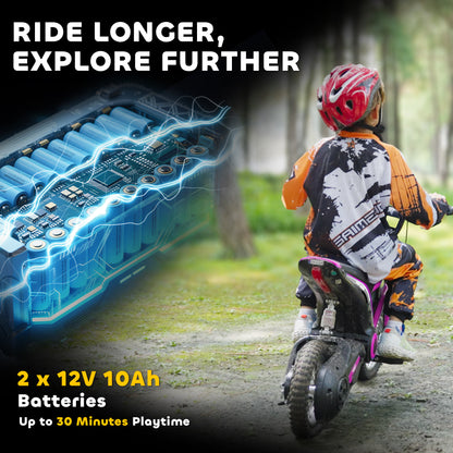 24V Electric Motorbike with Twist Grip Throttle, Music, Horn, 12" Pneumatic Tyres, 16km/h Max Speed - Pink
