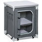 2-Shelf Camping Cupboard Camping Kitchen Station Cook Table Aluminum, Storage Organiser for BBQ Party Picnics Backyards with Carrying Bag