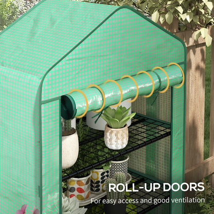 Four-Tier Mini Greenhouse, with Reinforced Plastic Cover