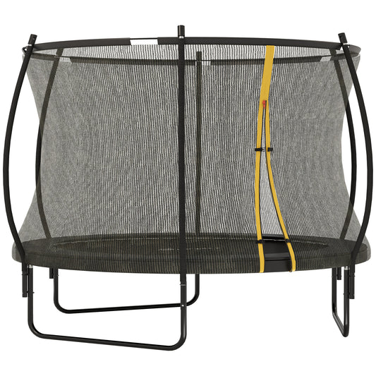 8ft Outdoor Trampoline with Enclosure Net, Spring Cover, Black