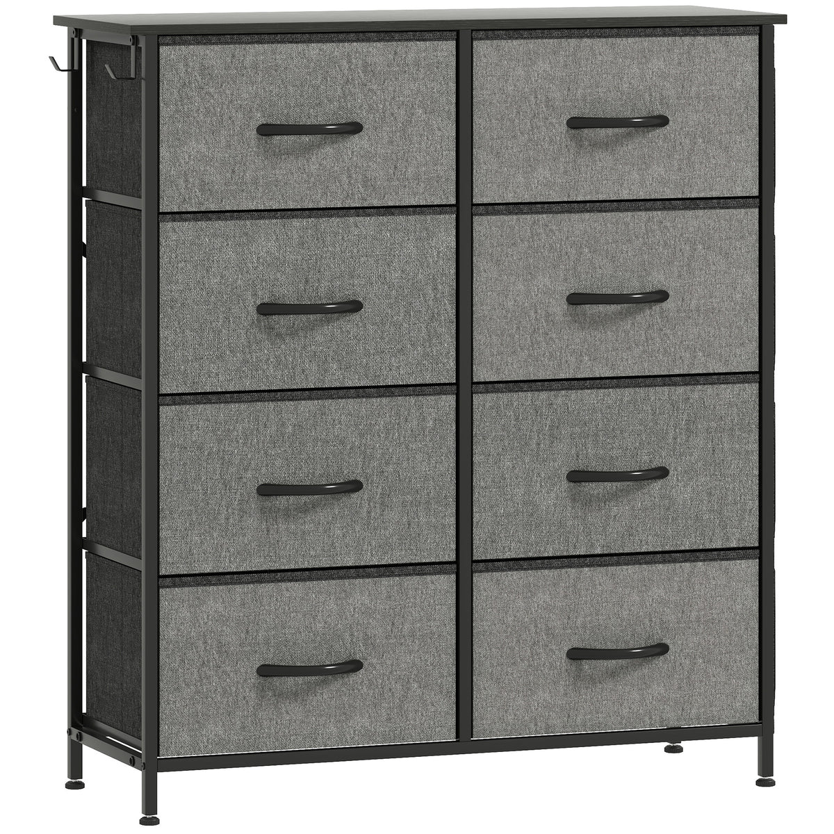 Chest of Eight Fabric Drawers - Charcoal Grey