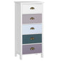 Slim Storage Cabinet Organiser, Chest of Drawers, 5-Drawer Dresser with Metal Handle for Living Room, Bedroom, Blue