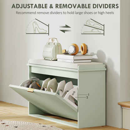 Eight Shoe Bench, with Top Seat - Green