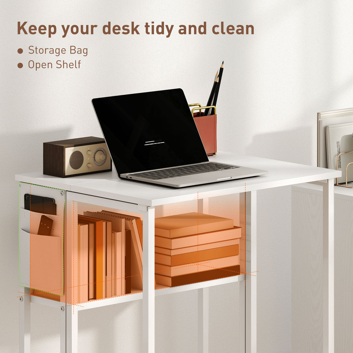 63 cm Drop Leaf Writing Work Desk - White