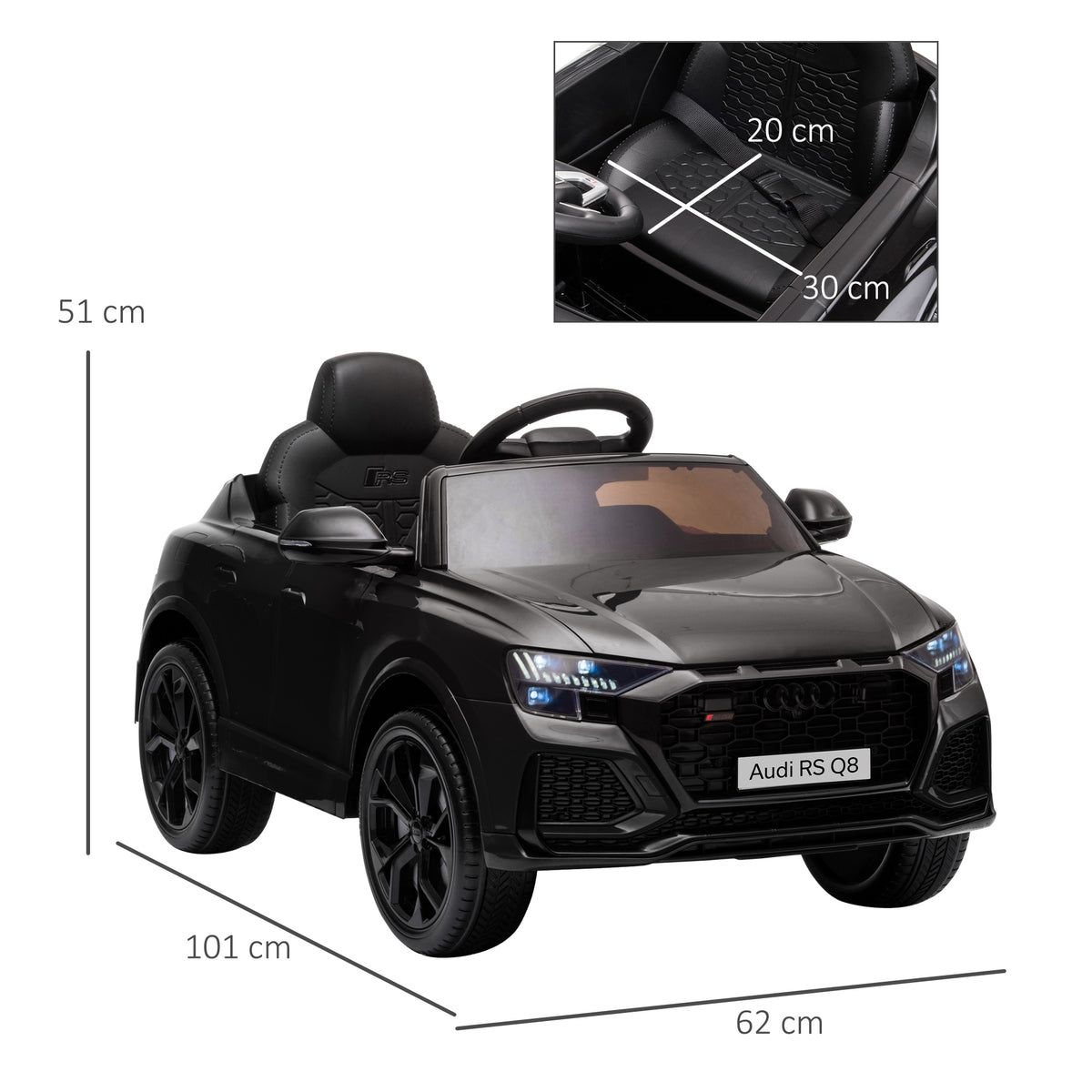 Licensed Audi RS Q8 Electric Ride On Car, with Remote Control