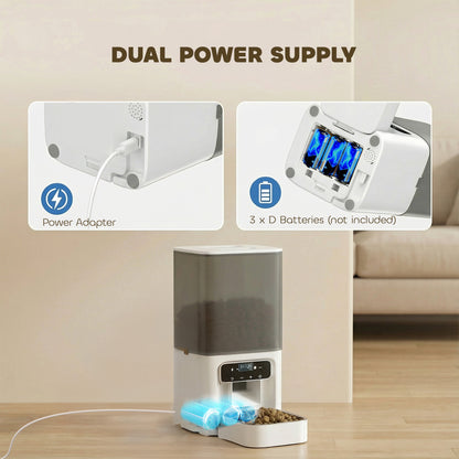 Programmable Automatic Cat Feeder with Timer Up to 6 Meals Per Day, 10s Voice Recorder, Portion Control