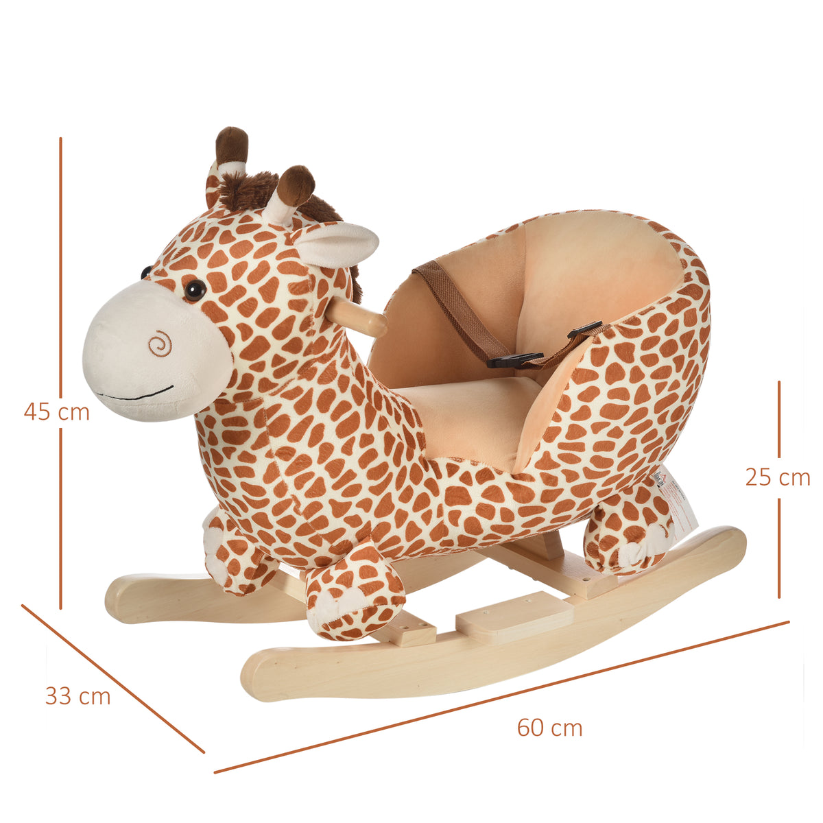 Kids Rocking Horse, Giraffe Plush Ride-On Toy with Music, Soft Touch & Seat Belt, Toddler Baby Gift for 18M+