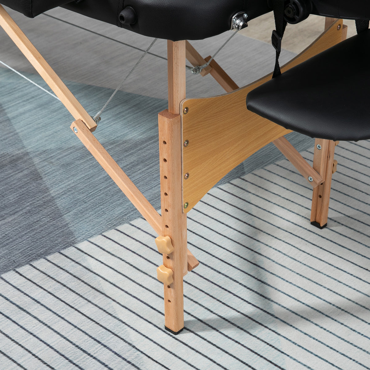 Portable Massage Bed, Folding Spa Beauty Massage Table with 2 Sections, Carry Bag and Wooden Frame