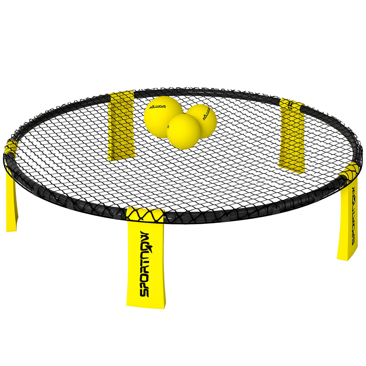 Spike Game Set, Mini Beach Games Set with Net, 3 Balls and Ball Pump, Portable with Carrying Bag for Outdoor Team Sports, Yellow