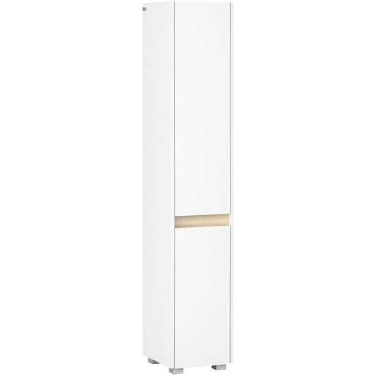 Tall Bathroom Cabinet with Adjustable Shelves, 5-Tier Modern Freestanding Tallboy with Storage Cabinets, White